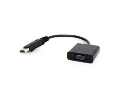 Переходник DisplayPort > VGA (DisplayPort папа - VGA мама),  Cablexpert, Black, 15 см(A-DPM-VGAF-02)