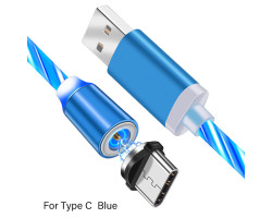 Кабель USB 2.0 - 1.0m AM/ Type-C, Blue, магнитный, подсветка