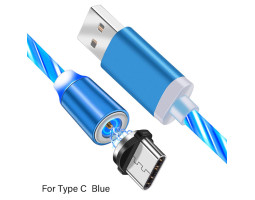 Кабель USB 2.0 - 1.0m AM/ Type-C, Blue, магнитный, подсветка