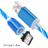 Кабель USB 2.0 - 1.0m AM/ Type-C, Blue, магнитный, подсветка