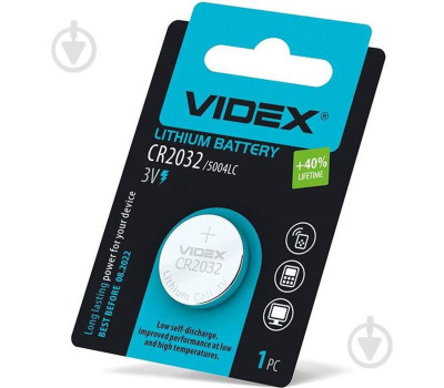 Батарейка CR-2032 Videx CR2032 (3.0 В литиевая, для биос мат. плат) 1шт. в блистере Батарейка CR-2032 Videx CR2032 (3.0 В литиевая, для биос мат. плат) 1шт. в блистере