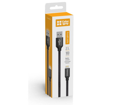 Кабель USB > Lightning,  ColorWay CW-CBUL004-BK, Black, 1.0m, 2.1A