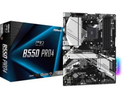 Мат.плата AM4 (B550) ASRock B550 Pro4, B550, 4xDDR4, CrossFireX, Int.Video(CPU), 6xSATA3, 2xM.2, 1xP