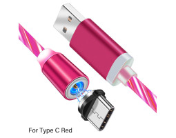 Кабель USB 2.0 - 1.0m AM/ Type-C, Red, магнитный, подсветка