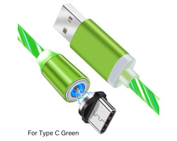 Кабель USB 2.0 - 1.0m AM/ Type-C, Green, магнитный, подсветка