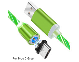 Кабель USB 2.0 - 1.0m AM/ Type-C, Green, магнитный, подсветка