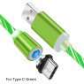 Кабель USB 2.0 - 1.0m AM/ Type-C, Green, магнитный, подсветка