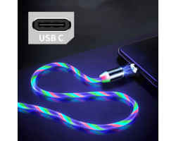 Кабель USB 2.0 - 1.0m AM/ Type-C, MultiColor, магнитный, подсветка