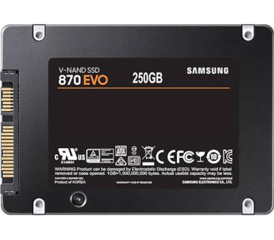 Твердотельный накопитель 250Gb, Samsung 870 Evo, SATA3 (MZ-77E250BW)