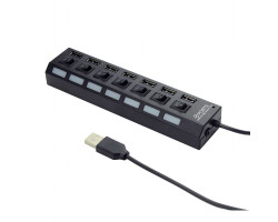 Концентратор USB Gembird UHB-U2P7-03 USB 2.0, 7 порта, выключатель на каждый порт, блок питания