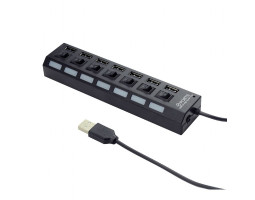 Концентратор USB Gembird UHB-U2P7-03 USB 2.0, 7 порта, выключатель на каждый порт, блок питания