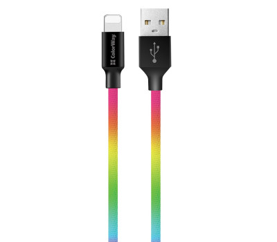 Кабель USB > Lightning,  ColorWay, Mix, 1м, 2.4A (CW-CBUL016-MC)