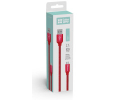 Кабель USB  - 1.0m AM/ Type-C  ColorWay, Red (CW-CBUC003-RD), нейлоновая оплетка-foto2