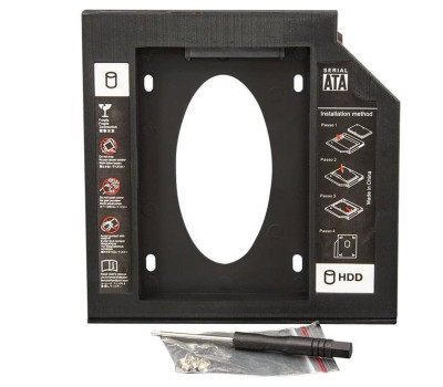 Шасси для ноутбука 1stCharger HDC1ST127-1 Black, 12.7mm, алюминиевый корпус