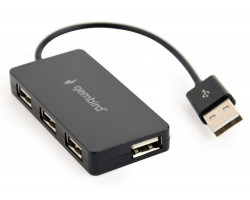 Концентратор USB 2.0 Gembird UHB-U2P4-04, Black, 4 порта, встроенный USB кабель 15 см