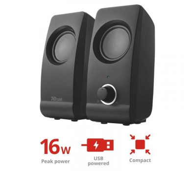 Колонки 2.0 Trust Remo, Black, 8W, работает от USB (17595)