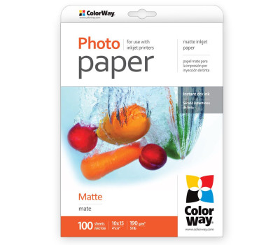 Фотобумага ColorWay, матовая, A6 (10x15), 190 г/ м?, 100 л (PM1901004R) Фотобумага ColorWay, матовая, A6 (10x15), 190 г/ м?, 100 л (PM1901004R)
