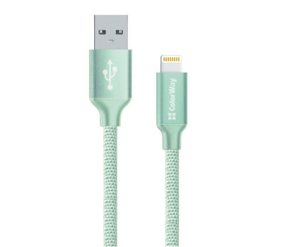 Кабель USB > Lightning,  ColorWay CW-CBUL004-MT Mint, 1м, 2.1A 
