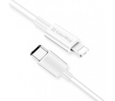 Кабель Type C <-> Lightning, ColorWay, White, 1м, 3.0A (CW-CBPDCL032-WH)