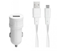 Автомобильное зарядное устройство RivaCase VA4211 WD1 White, 1 x USB, 1A, 12-24V, кабель microUSB