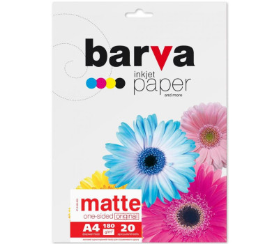 Фотобумага А4 180g/ m Barva матовая,  20 л, серия 