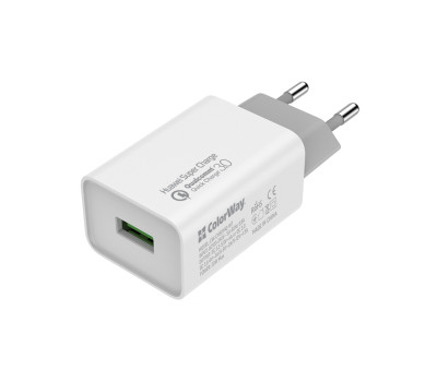 Сетевое зарядное устройство ColorWay, White, 1xUSB, 4A, Super Charge/ Quick Charge (CW-CHS014Q-WT)