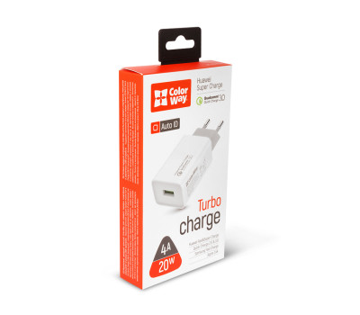 Сетевое зарядное устройство ColorWay, White, 1xUSB, 4A, Super Charge/ Quick Charge (CW-CHS014Q-WT)