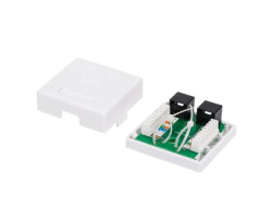 Розетка RJ45 (сетевая), 2-портовая UTP, Atcom, белая, накладная, кат. 6e (60252)-foto2