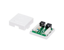 Розетка RJ45 (сетевая), 2-портовая UTP, Atcom, белая, накладная, кат. 6e (60252)-foto2