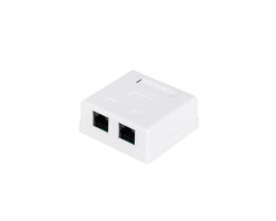 Розетка RJ45 (сетевая), 2-портовая UTP, Atcom, белая, накладная, кат. 6e (60252)