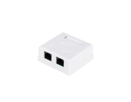 Розетка RJ45 (сетевая), 2-портовая UTP, Atcom, белая, накладная, кат. 6e (60252)