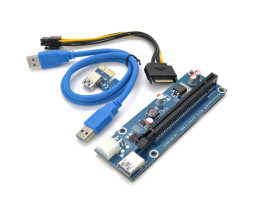 Райзер PCI-EX, x1=>x16, 6-pin, SATA=>6Pin, USB 3.0 AM-AM 0,6 м (синий), конденсаторы 270, Пакет Райзер PCI-EX, x1=>x16, 6-pin, SATA=>6Pin, USB 3.0 AM-AM 0,6 м (синий), конденсаторы 270, Пакет