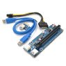 Райзер PCI-EX, x1=>x16, 6-pin, SATA=>6Pin, USB 3.0 AM-AM 0,6 м (синий), конденсаторы 270, Пакет