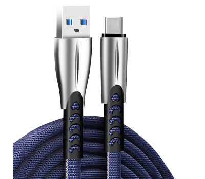 Кабель USB  - 1.0m AM/ Type-C, ColorWay, Blue, 1 м, 2.4A (CW-CBUC012-BL)