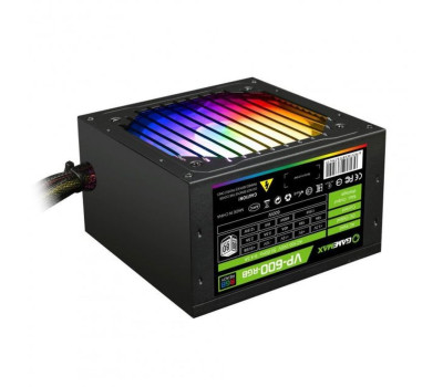 Блок питания GameMax VP-600-RGB 600W, 12cm fan, 80 Plus Gold, 2x6+2pin, Active PFC, Box