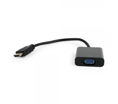 Переходник HDMI > VGA(HDMI папа - VGA мама), Cablexpert, Black, кабель 15см, пакет (A-HDMI-VGA-04)