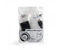 Переходник HDMI > VGA(HDMI папа - VGA мама), Cablexpert, Black, кабель 15см, пакет (A-HDMI-VGA-04)