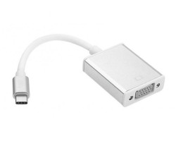 Переходник Type-C > VGA (Type-C папа - VGA мама), 10 см, Silver, 4K/ 2K (YT-C-Type-C(M)/ VGA(F))