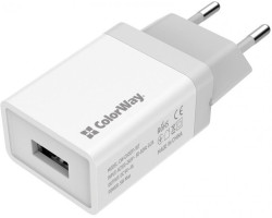 Сетевое зарядное устройство ColorWay, White, 1xUSB, 1A, (CW-CHS011-WT)