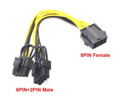 Переходник питания 8pin(F)  to 2x(6+2pin) (M)  для ВИДЕОКАРТ