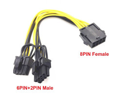 Переходник питания 8pin(F)  to 2x(6+2pin) (M)  для ВИДЕОКАРТ