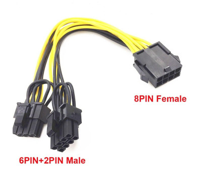 Переходник питания 8pin(F)  to 2x(6+2pin) (M)  для ВИДЕОКАРТ