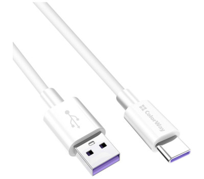 Кабель USB - 1.0m AM/ Type-C ColorWay, White, 5.0A (CW-CBUC019-WH) Кабель USB - 1.0m AM/ Type-C ColorWay, White, 5.0A (CW-CBUC019-WH)