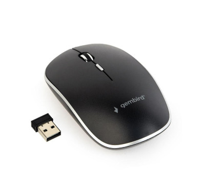 Мышь Gembird MUSW-4BS-01 wireless, Black, бесшумная, dpi::1600, USB, AAx1 шт 
