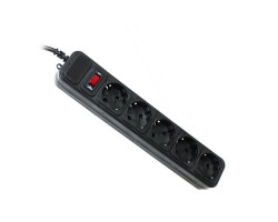 Фильтр сетевой 1.8 м, Gembird, Black, 5 розеток, 10А, до 4.5 кВт, выключатель (SPG5-G-6B)
