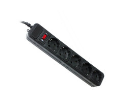 Фильтр сетевой 1.8 м, Gembird, Black, 5 розеток, 10А, до 4.5 кВт, выключатель (SPG5-G-6B)