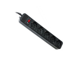 Фильтр сетевой 1.8 м, Gembird, Black, 5 розеток, 10А, до 4.5 кВт, выключатель (SPG5-G-6B)