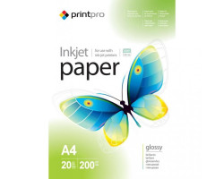 Фотобумага PrintPro, глянцевая, A4, 200 г/ м?, 20 л (PGE200020A4)