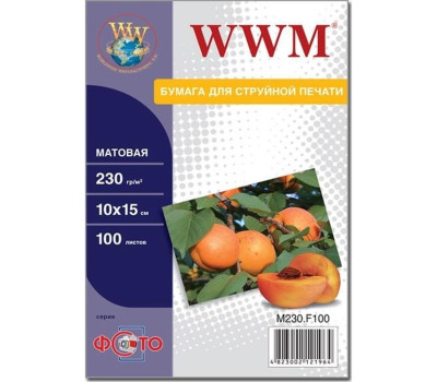 Фотобумага WWM, матовая, A6 (10х15), 230 г/ м?, 100 л (M230.F100)