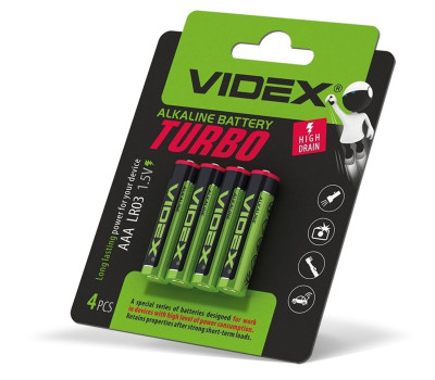Батарейка LR03 (AAA), щелочная, Videx Turbo, 1.5V, Blister, за 1ШТ, Батарейка LR03 (AAA), щелочная, Videx Turbo, 1.5V, Blister, за 1ШТ,